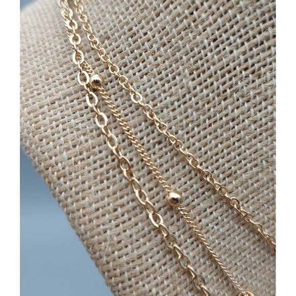 Ettika Layered Pendant Necklace in Gold Tone Saturn Chain Discs Crystals 15" Lon - Picture 5 of 9